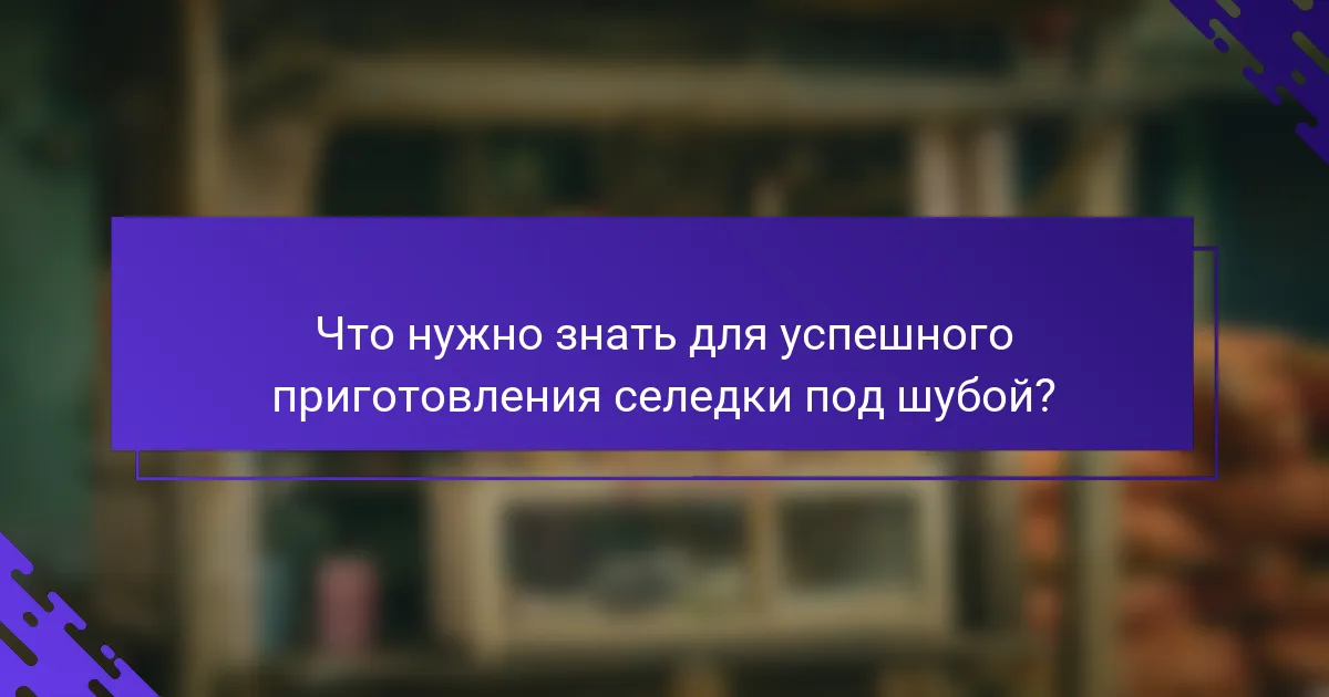 Что нужно знать для успешного приготовления селедки под шубой?