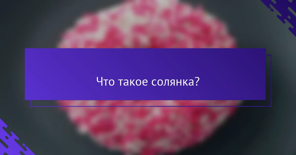 Что такое солянка?
