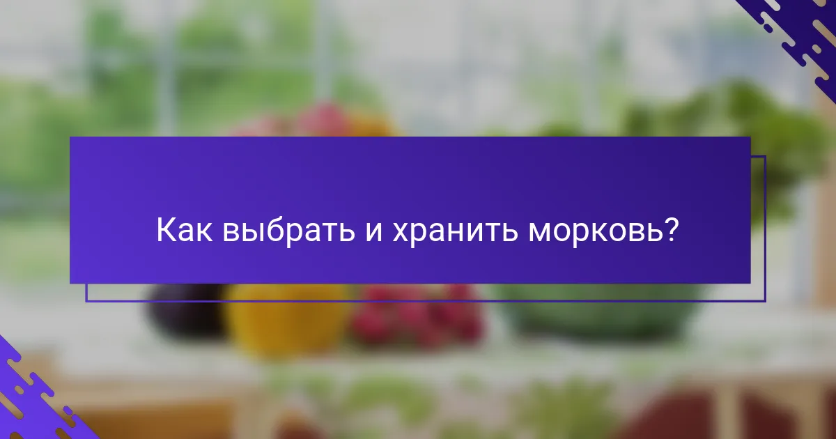 Как выбрать и хранить морковь?