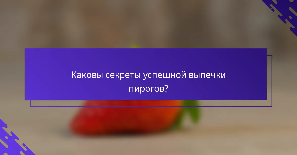 Каковы секреты успешной выпечки пирогов?